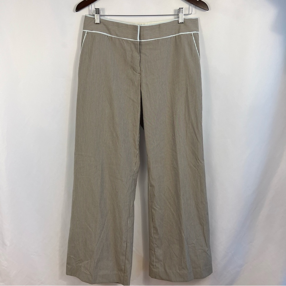 Express Design Studio Pants Womens Size 8 Correspondent Tan Pinstripe Wide Leg